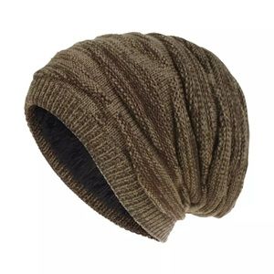 Lined Knit Beanie Brown